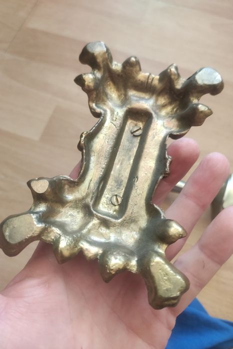 Zestaw Vintage: Mosiężne Lusterko Rokoko + 4 Świeczniki