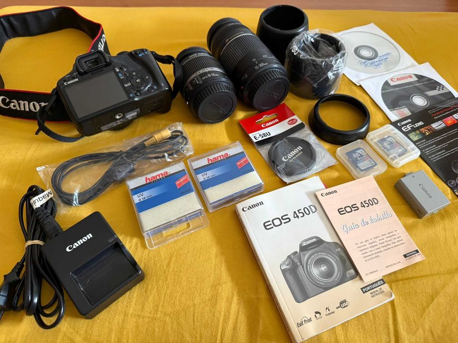 Câmara fotográfica Canon EOS 450D + 2 lentes + muitos acessórios