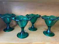 Conjunto de 4 taças de gelado verdes vintage