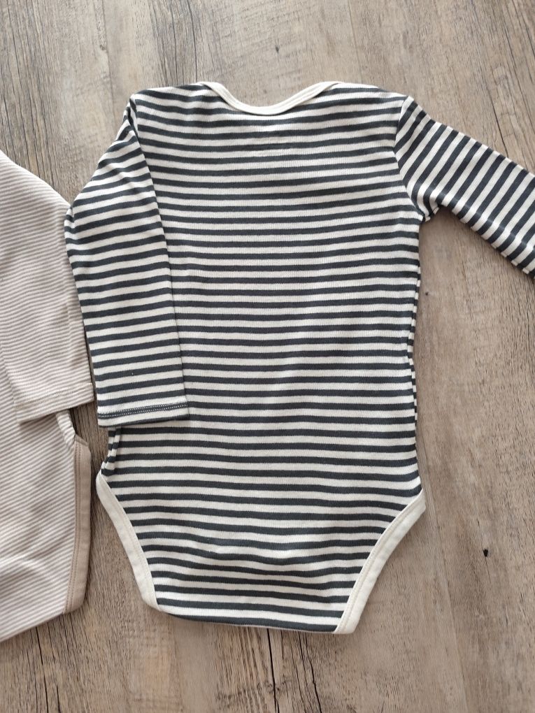 Nowe body z długim rękawem w paski H&M 86