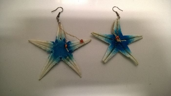 Brincos Estrelas do Mar Branco e Azul (portes incluídos)