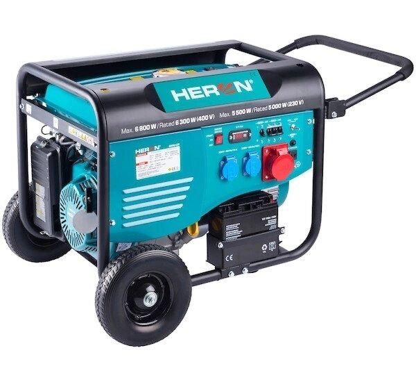 Бензиновий генератор з елек Heron  6.8 на три фази ( 5.5 на одну фазу)