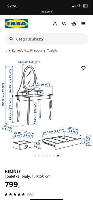 Biała toaletka IKEA