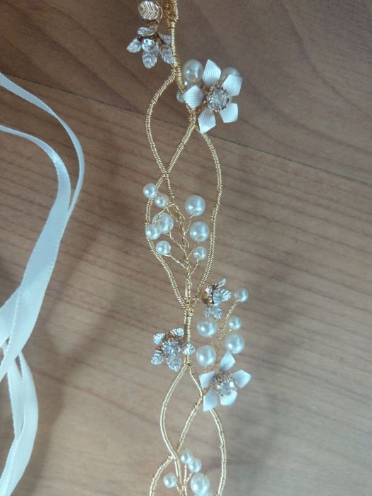 Wianek, ozdoba ślubna do włosów, złoty Sweetv