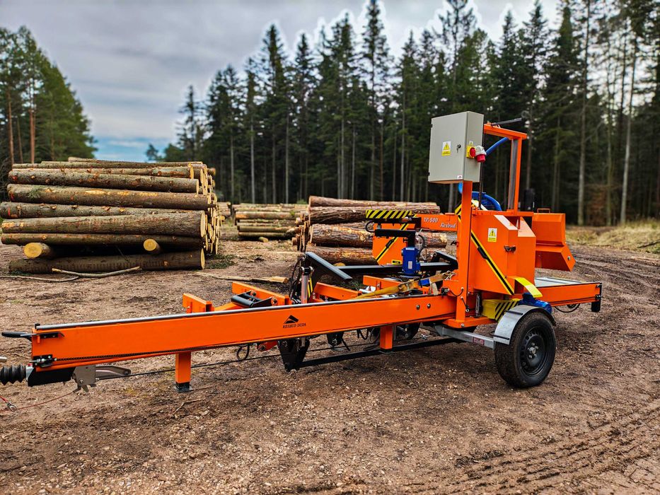Tartak mobilny, trak taśmowy, usługa przecierania drewna, objazdowy