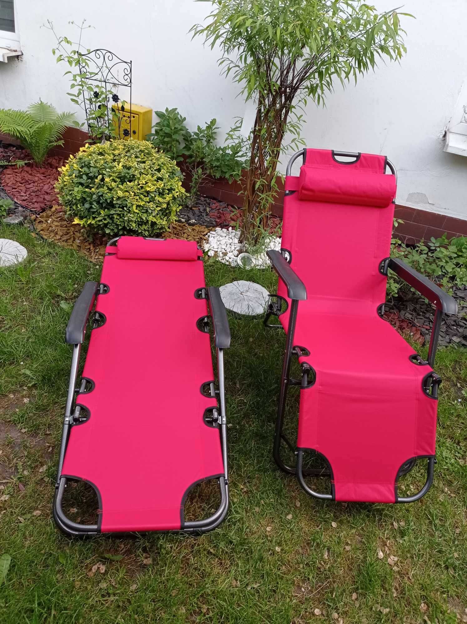 Nowe czerwone leżaki 3 pozycyjne rozkładane fotele do 120 kg