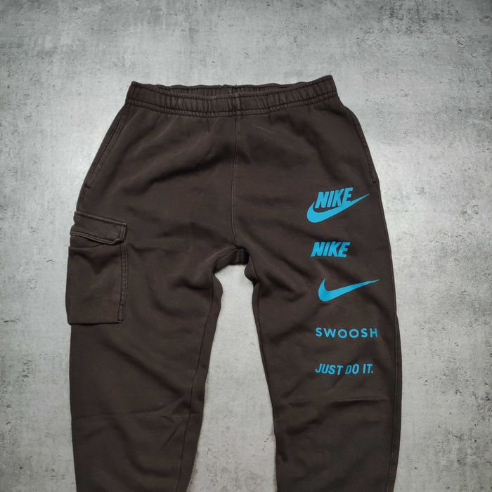 MĘSKIE Spodnie Dresowe Sport Joggery Brąz Duże Logo Nike Air Max Gym