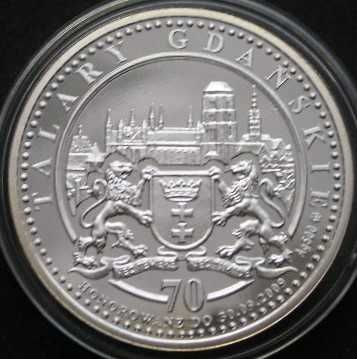 POLSKA 70 talarów gdańskich 2009 - srebro - Wałęsa - stan 1