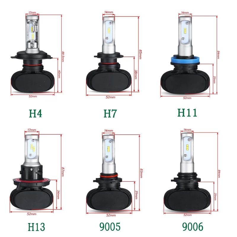 Автомобильные светодиодные LED лампы S1 25w 4000lm 6500k H11 H7 H4 H1