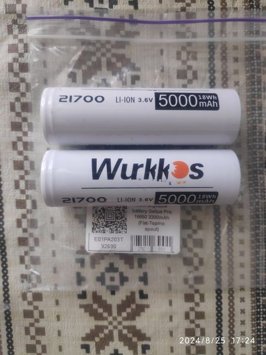 Аккумулятор Wurkkos 21700 на 5000mah 18Wh 3.6V 2штуки LG Samsung