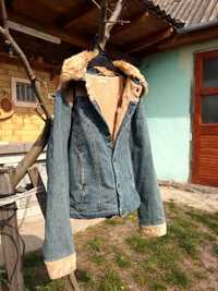 Джинсова куртка вінтаж фліс джинсовка утеплена вельвет демісезонна