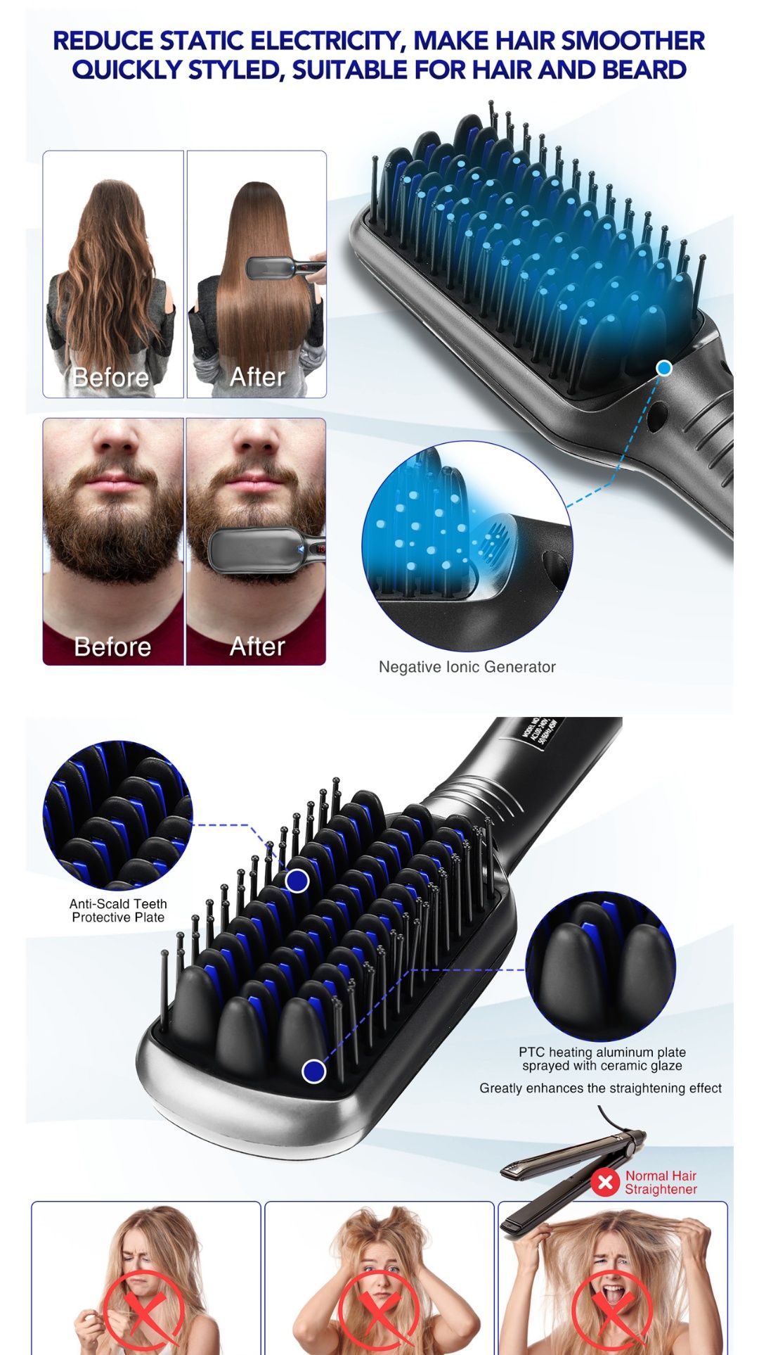 Escova elétrica Alisador para cabelo 26 temperaturas e LCD NOVO
