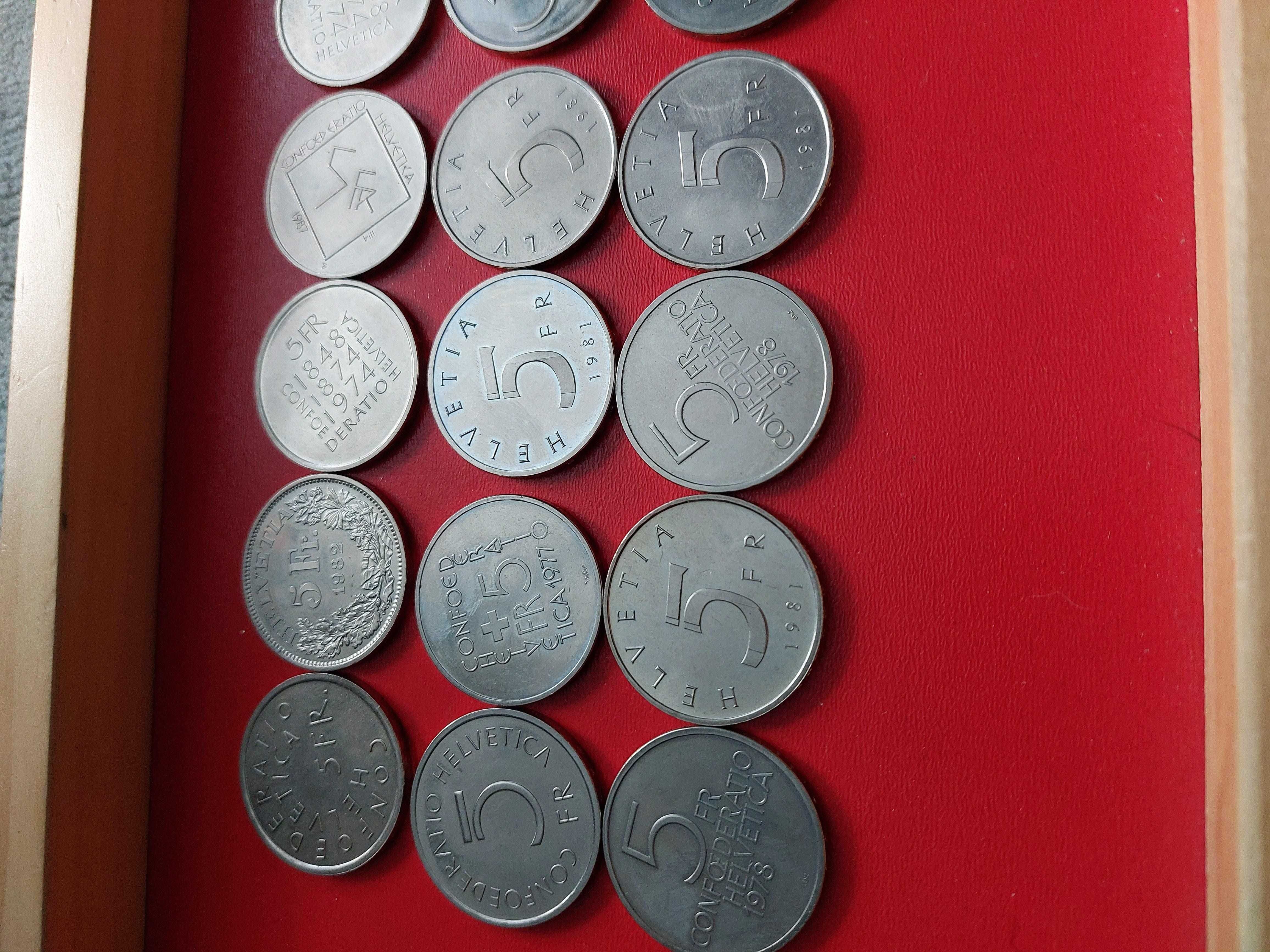 Zestaw monet Szwajcaria 5 Fr. Monety okolicznościowe.