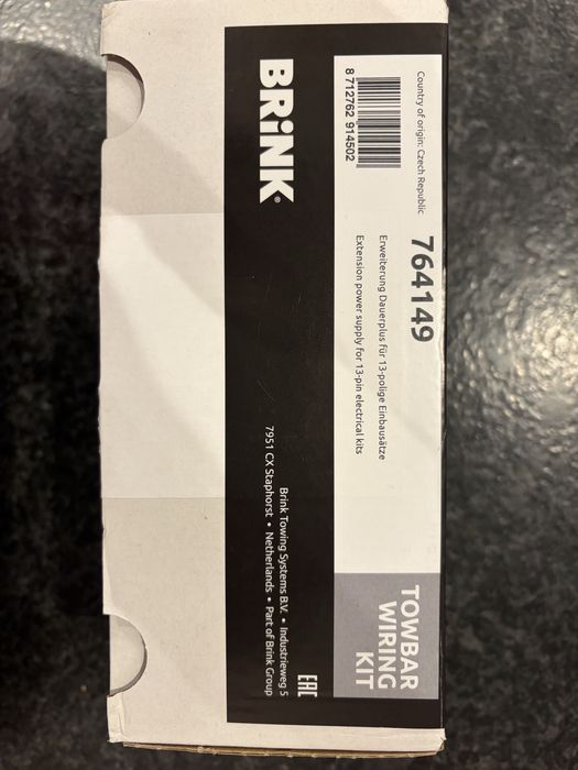 Wiązka zasilania haka do przyczepy Brink 764149 oraz 764159 do haka