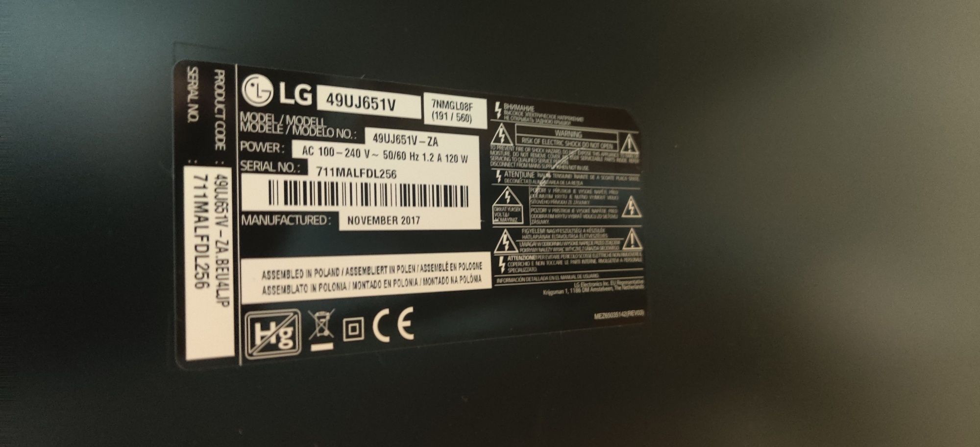 Tv televisão LG LED 4k 49'' HDR partida