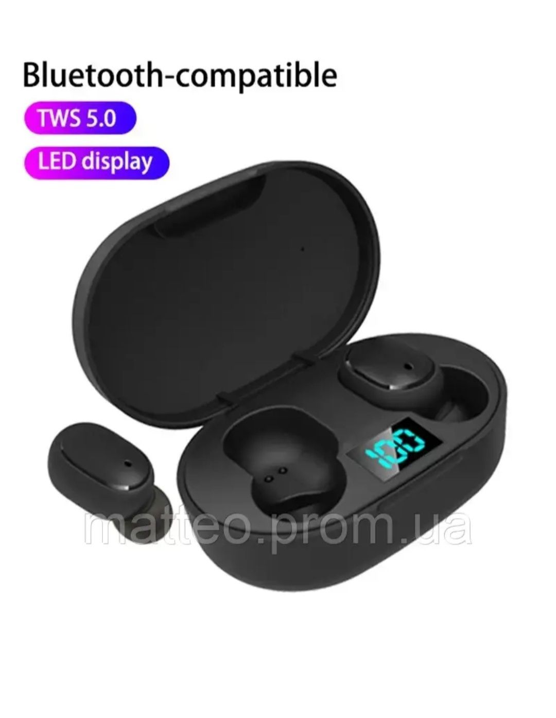Бездротові навушники e6s tws bluetooth навушники з дисплеєм led