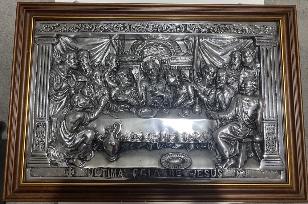 Quadro em estanho “A Última Ceia de Jesus” 69x47 cm