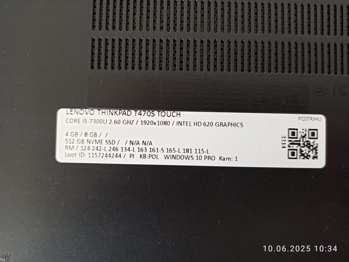 Lenovo ThinkPad T470S Intel-Core i5-7300U ze stacją dokującą 2szt