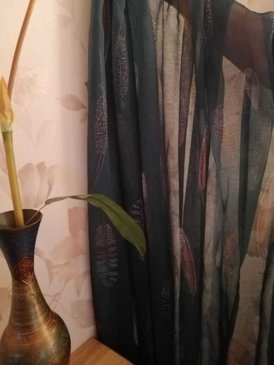 Тюль зеленый - набор из 2-х штук индийская тематика
