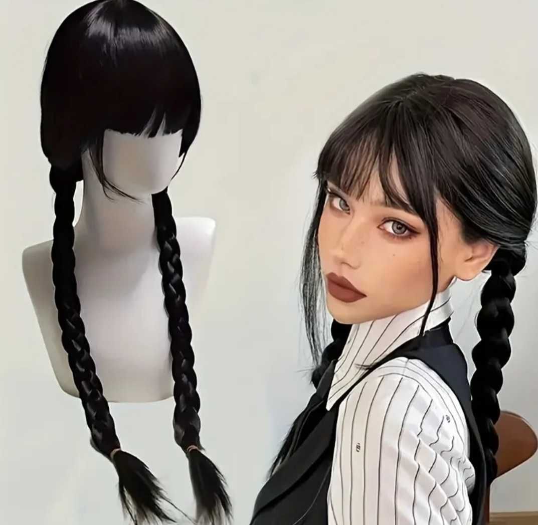 Nowa peruka Wednesday Addams włosy przebranie akcesoria