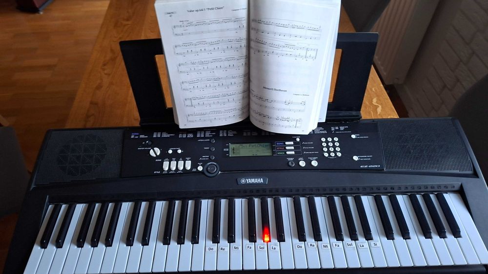 Keyboard do nauki gry Yamaha EZ-220, idealny dla spóżnionych Mikołajów