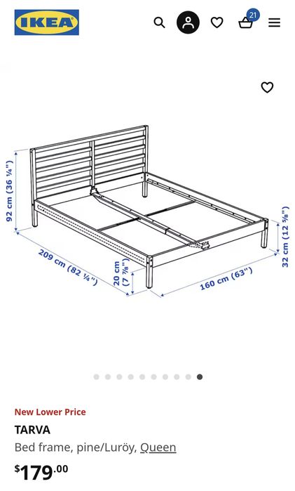 Двоспальне ліжко Ikea Tarva