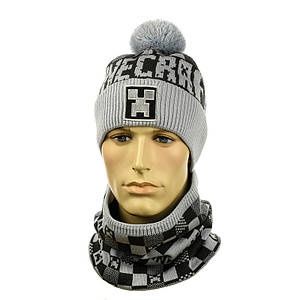 Дитячий осінньо-зимній комплект шапка та баф майнкрафт, роблокс