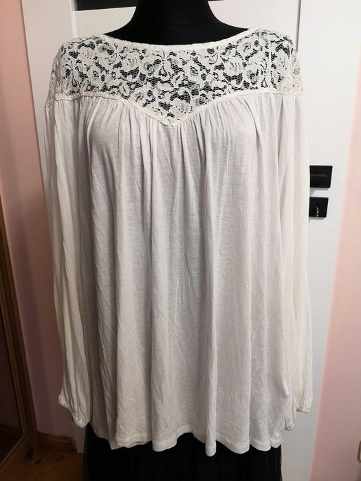 Fajna biała nowa z metką bluzka ciążowa koronka koronkowa L XL