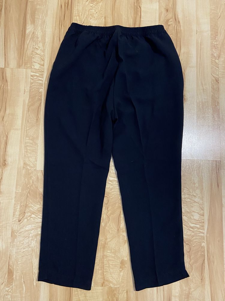 Damskie 46 XXXL czarne wiskoza wysoki stan spodnie eleganckie Vintage