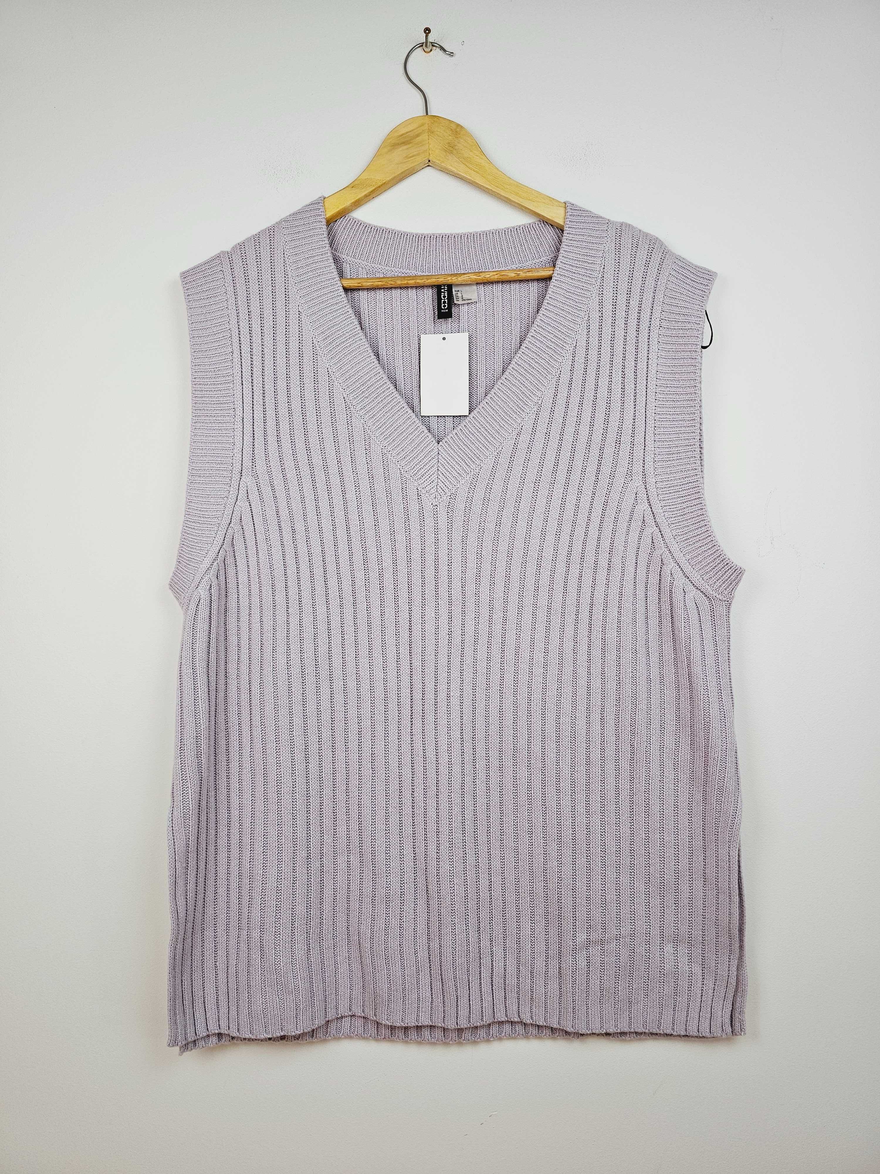 Liliowa kamizelka bezrękawnik sweter damska H&M r. 40/42 Nowy