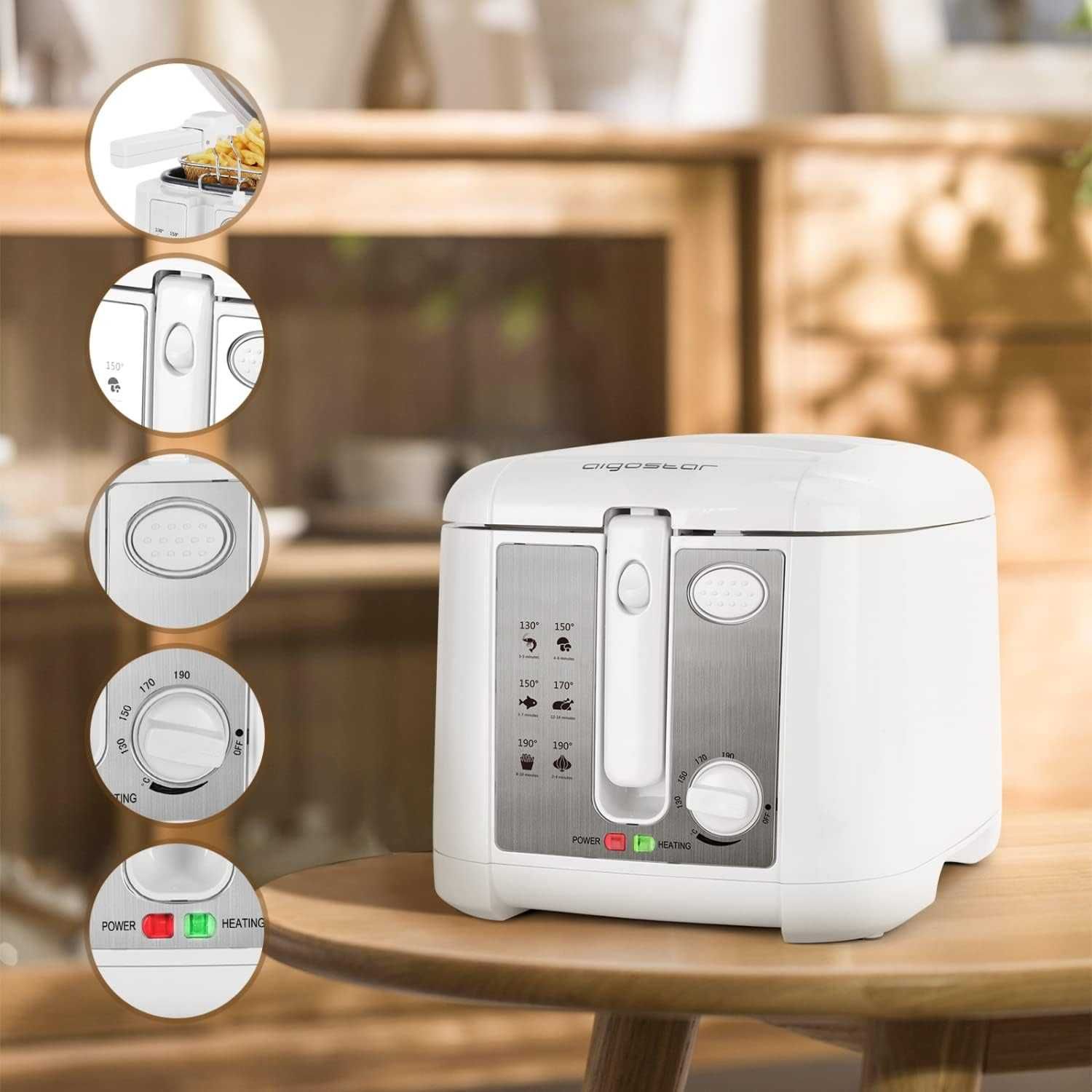 Frytkownica Tradycyjna Olejowa Mocna 1650W 2,5L Ekskluzywny Design