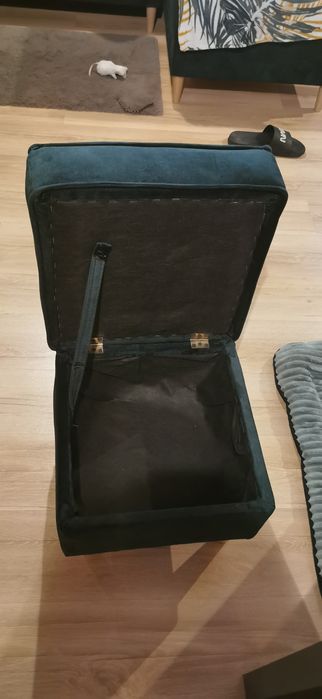 Pufa podnóżek butelkowa zieleń Welur