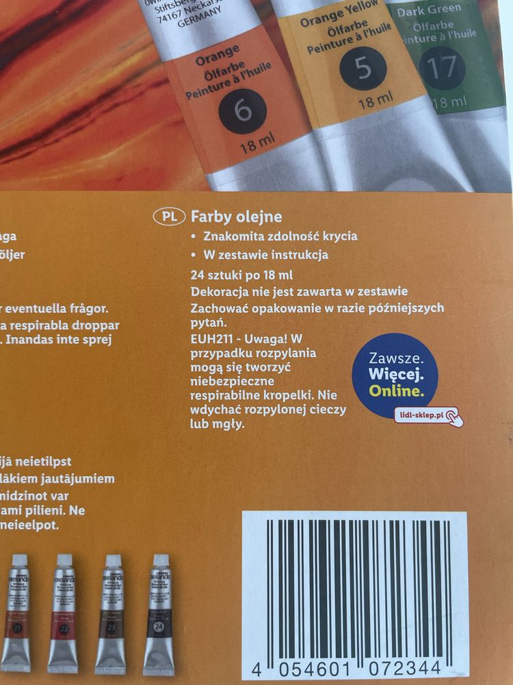 Farby olejne 24 sztuk po 18 ml Crelando