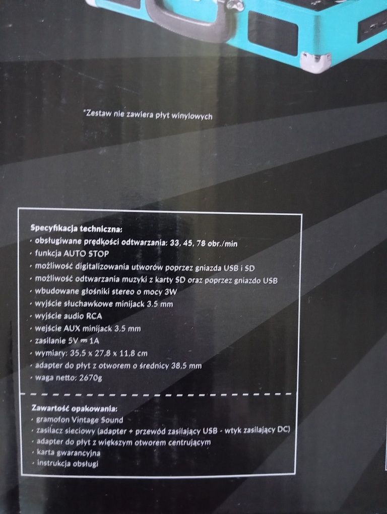 Przenośny Gramofon Hynker