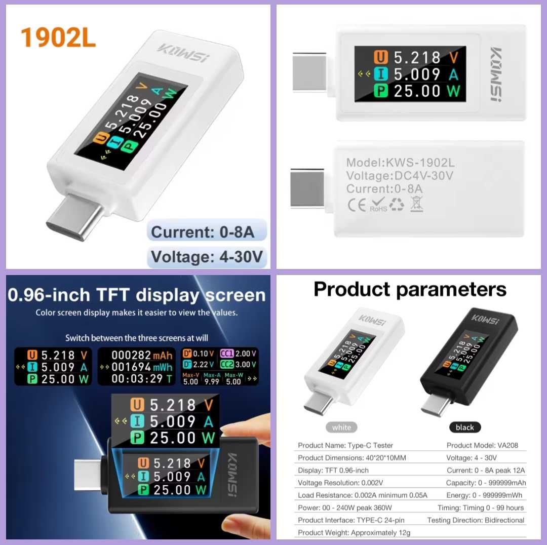 Многофункциональный USB-C тестер KOWSI KWS-2302C