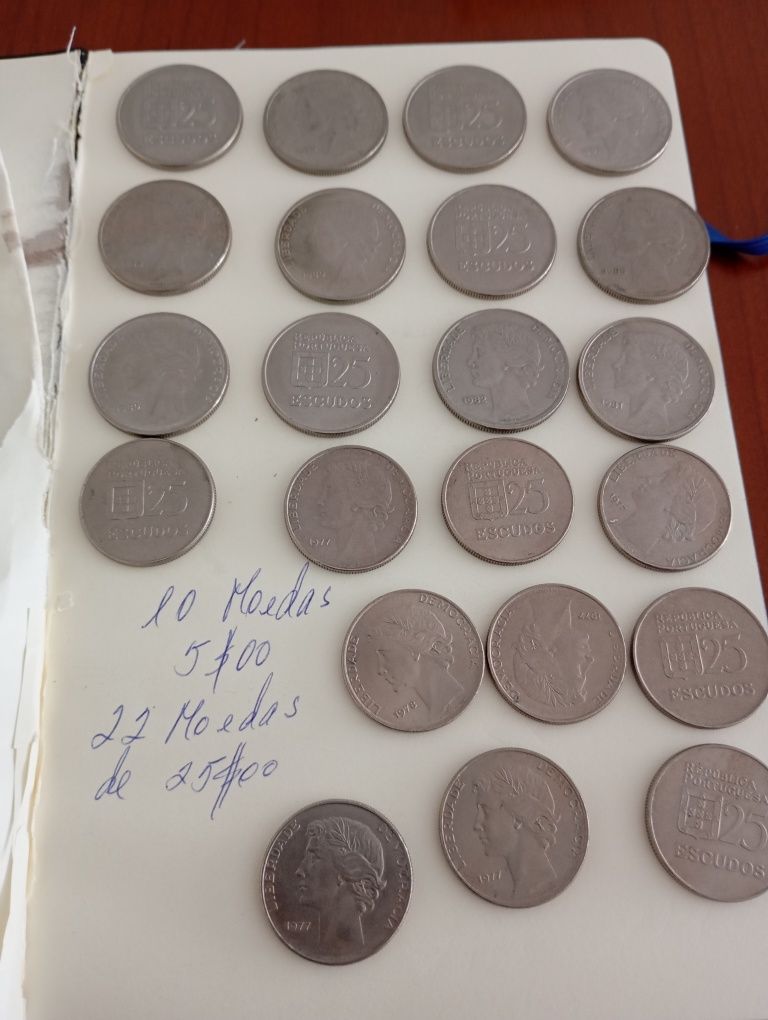 Moedas de 25 escudos e 5 escudos