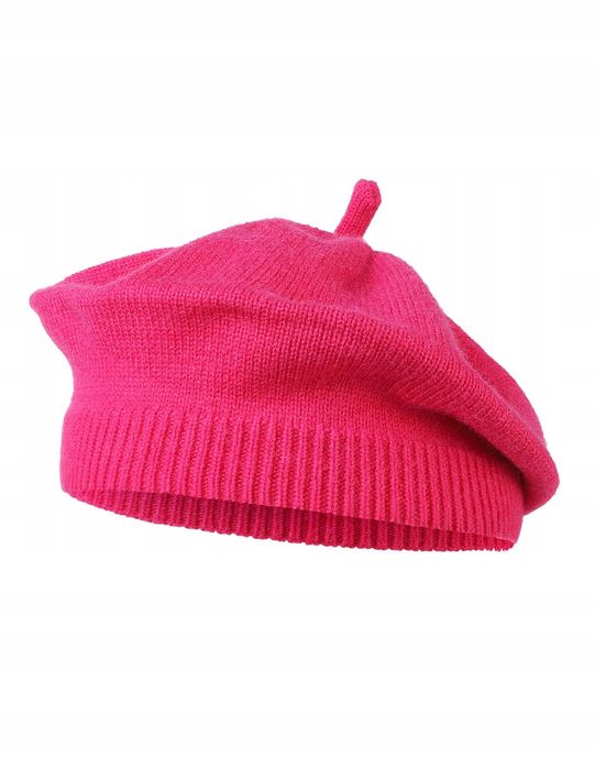 Beret Damski Klasyczny Stylowy Jesienny Różowy Dzianinowy MORAJ Uni