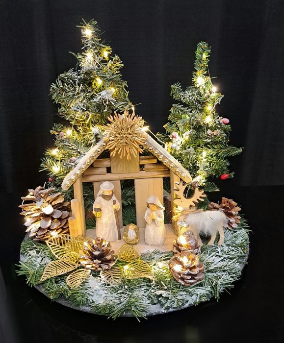 Szopka Bożonarodzeniowa stroik z oświetleniem LED