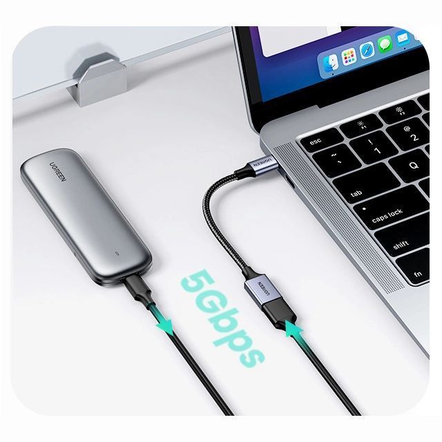 Kabel USB C (męski) - USB (żeński) 3.0 OTG 0.15m Ugreen US378 - czarny