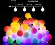 Łańcuch świetlny z kulkami, 20 m,200 diod LED możliwość ściemniania