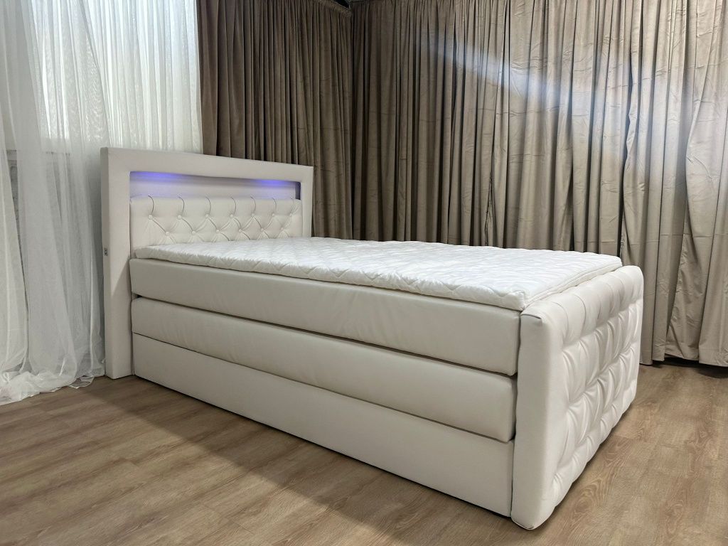 Nowe Łóżko 120x200 Materac Ledy Toper Pojemnik Na Pościel Białe