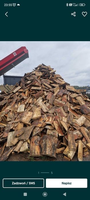 Drewno kominkowe i opałowe cięte rąbane, zrzyny tartaczne, stemple