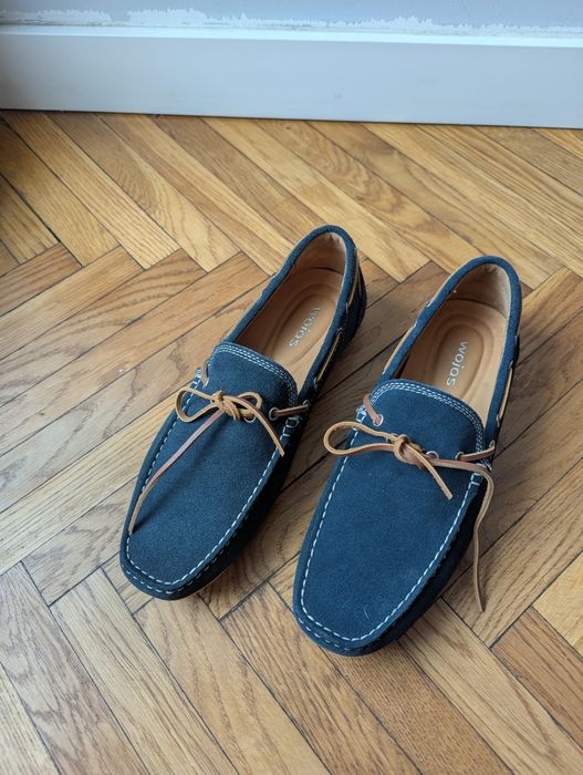 WOJAS r. 41 granatowe espadryle męskie skórzane