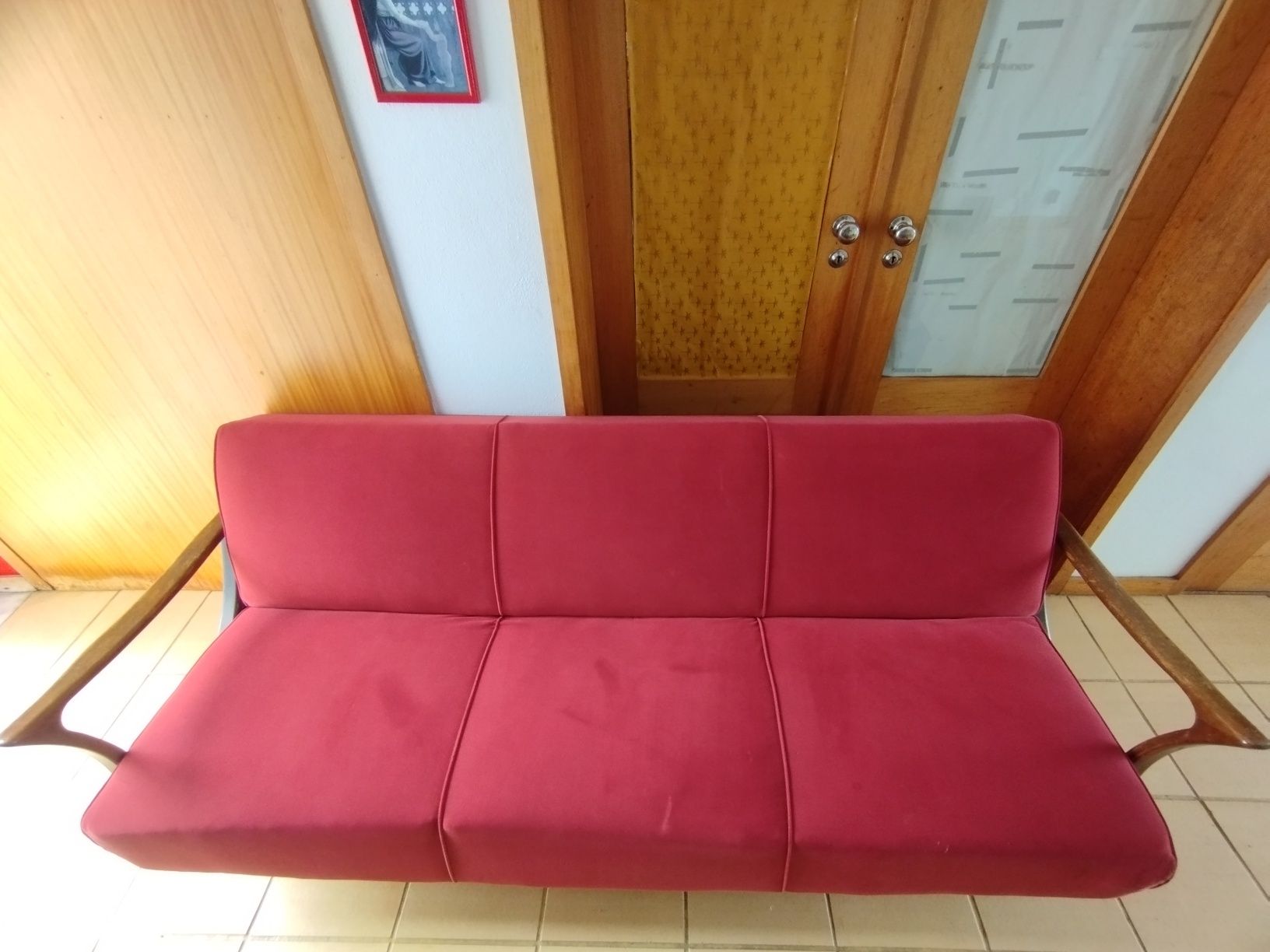 Sofá-cama vintage - vermelho