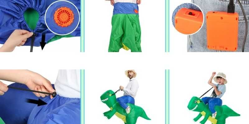 KOSTIUM Przebranie Dmuchany DINOZAUR HALLOWEEN Bal Przebierańców