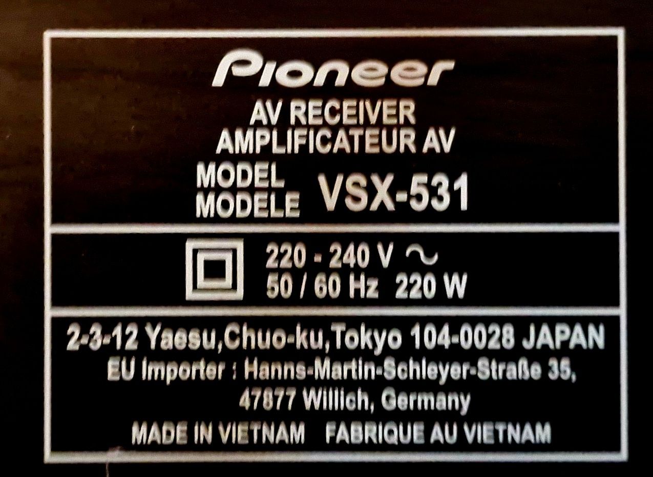 Amplificador AV Receiver 5.1 PIONEER VSX-531