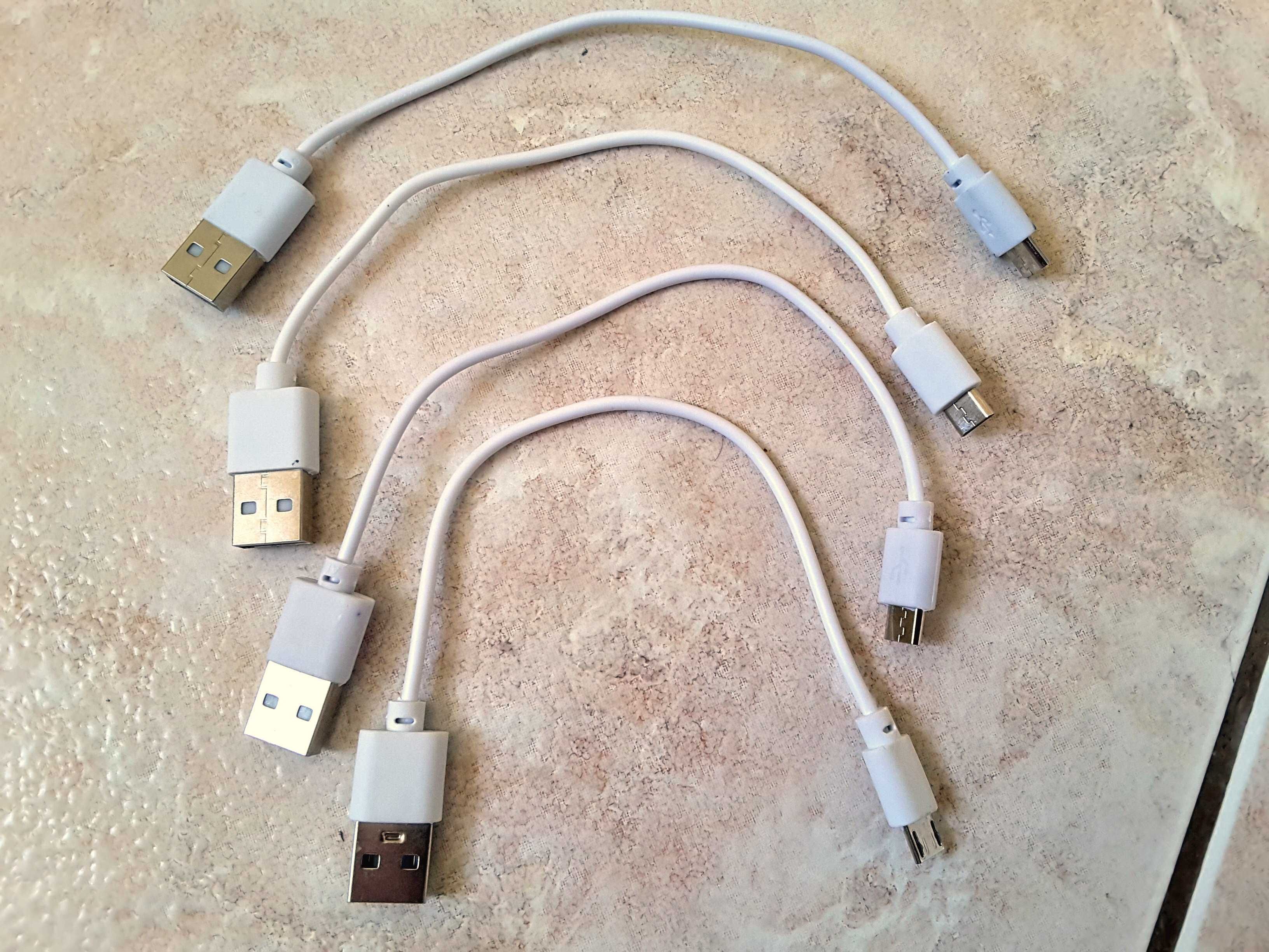 Kable  micro USB   krótkie   białe     4 szt.