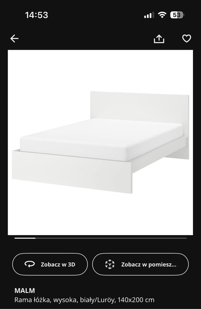 Łóżko 140x200 MALM IKEA