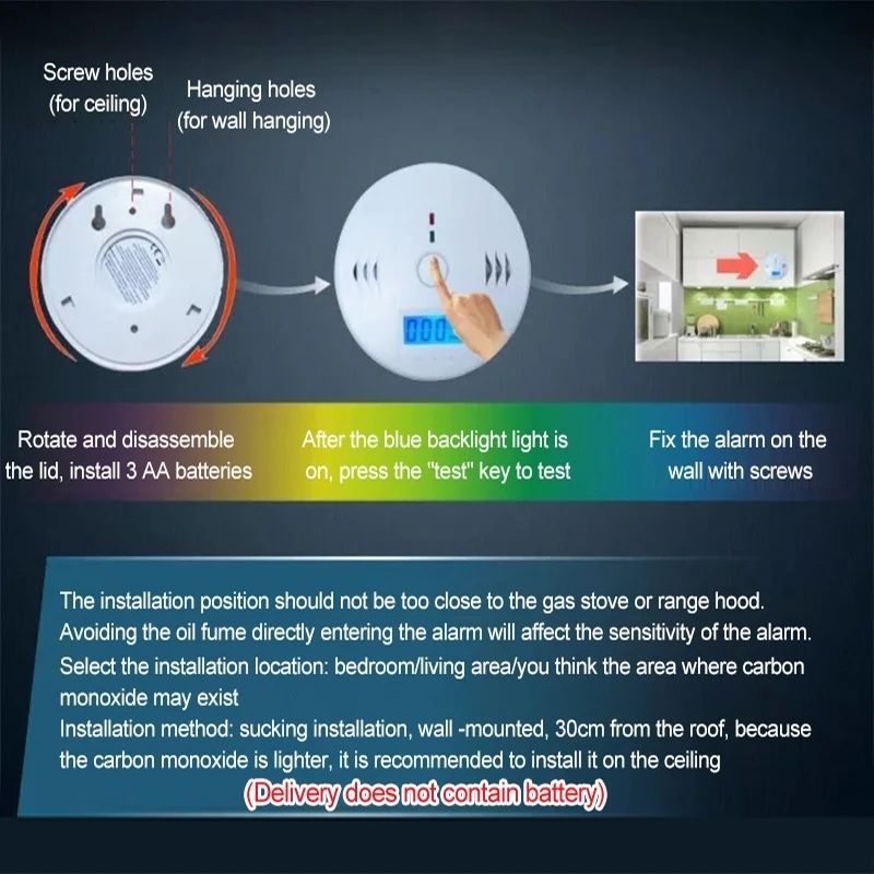Detetor/alarme monóxido de carbono [CO2], novo
