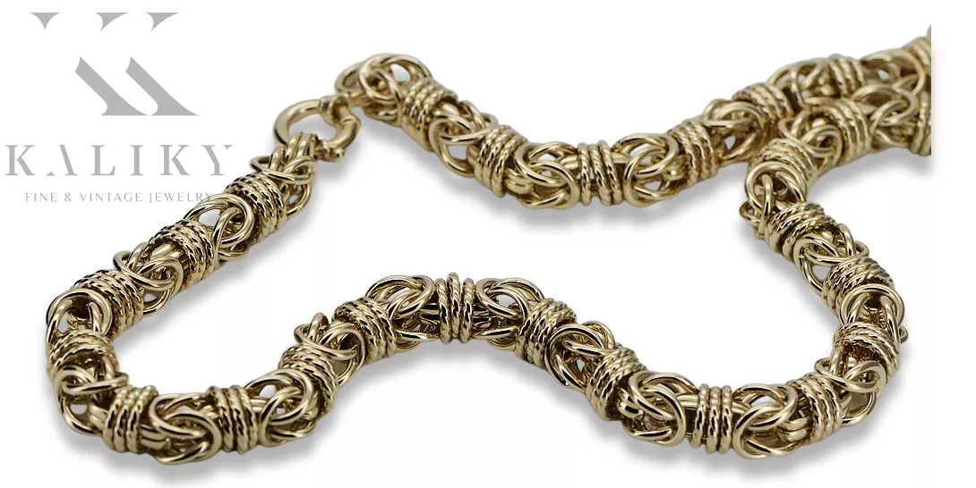 Złoty łańcuszek 14k 585 Królewski Bizantyjski pełny cc009y 10mm Wr